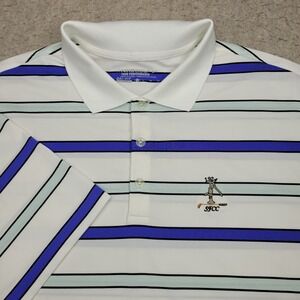 Nike Golf Tour Performance Polo Shirt Mens XL Blue Striped‎ Short Sleeve Logo